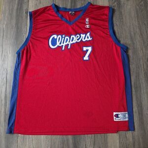Vintage Champion LA Clippers #7 Odom Jersey Mens 52 Large Red Blue NBA
